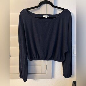 Z Supply Terry Blue Crop Blouse Relaxed Fit